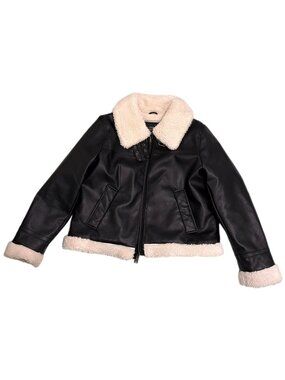 Levi's Faux Leather Jacket with Sherpa Fur Lining, Women US L, Black